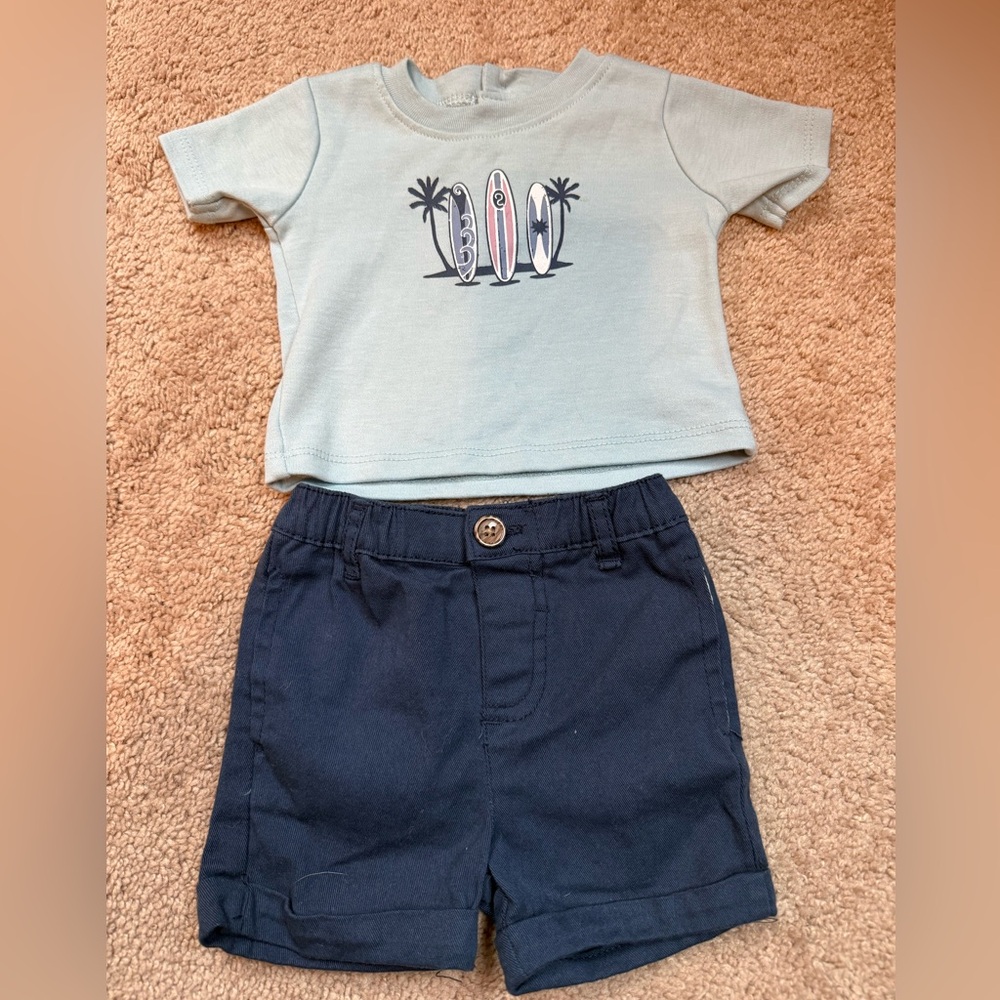 Surfboard Graphic Tee and Navy Shorts Set